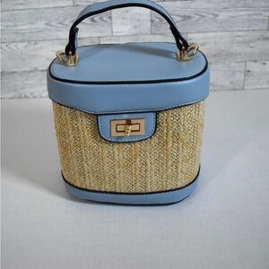 Blue and Beige Woven Women Bag